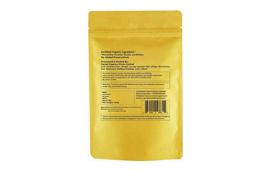 Carmel Organics Manjistha Powder    Pack  250 grams